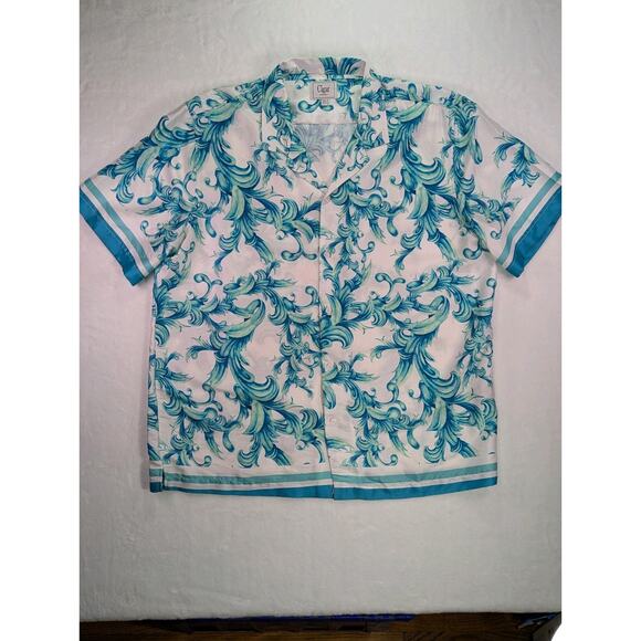 Cigar Couture 3XL Short Sleeve Button Up Baroque Syle Blue/Teal Moss - Picture 1 of 11